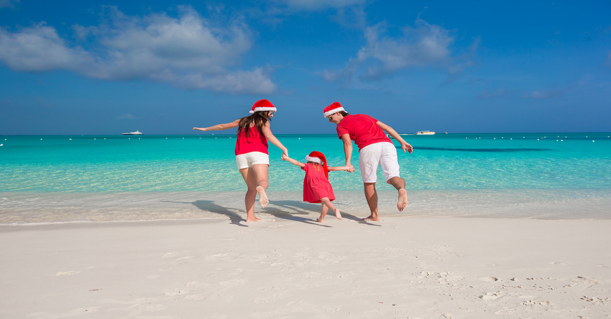 Familia en Riviera Maya en navidad